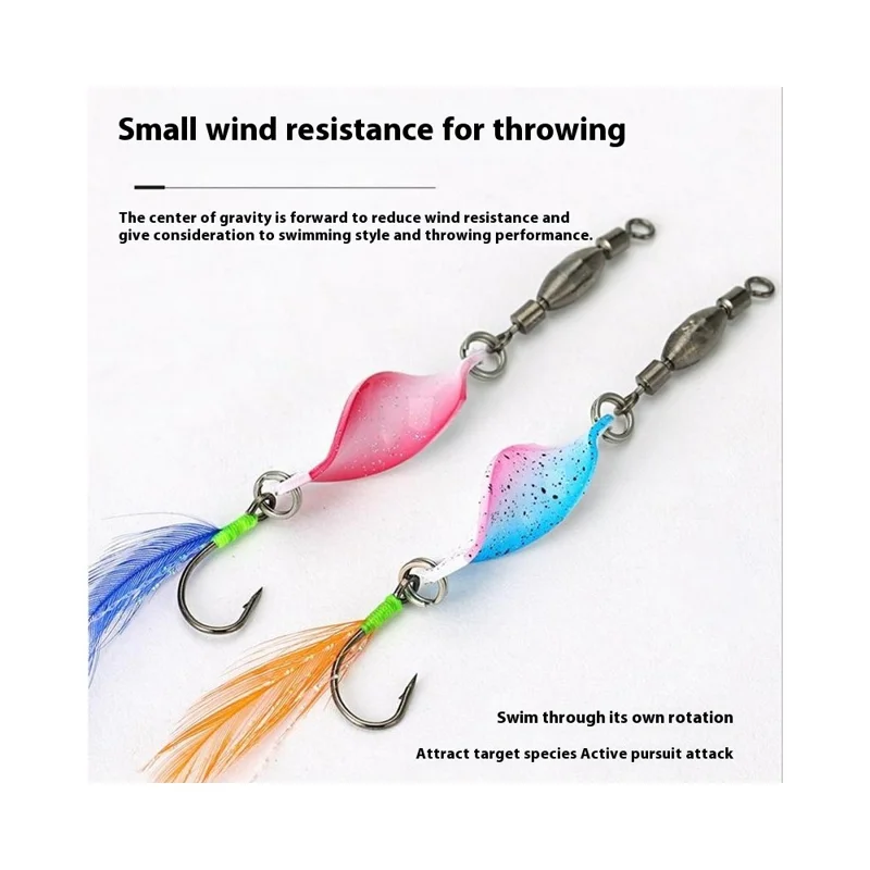 Conjunto de Iscas Giratórias A298 5 Peças, Rotação de 360 Graus, Isca de Metal para Pesca com Caixa de Armazenamento - Azul