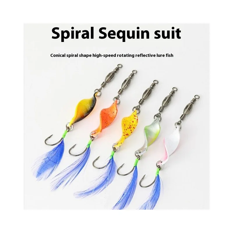 Conjunto de Iscas Giratórias A298 5 Peças, Rotação de 360 Graus, Isca de Metal para Pesca com Caixa de Armazenamento - Azul