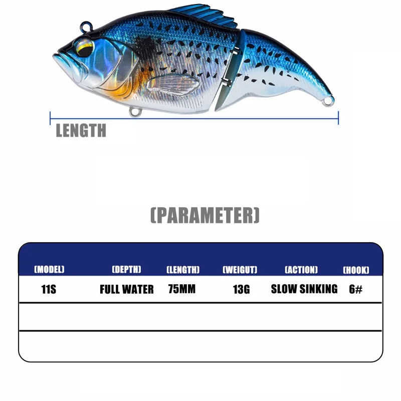 SAMOLLA Esca da Pesca Multisnodabile 75mm 13g Lento Affondamento Esca Rigida in Plastica con Ami Tripli - Stile A