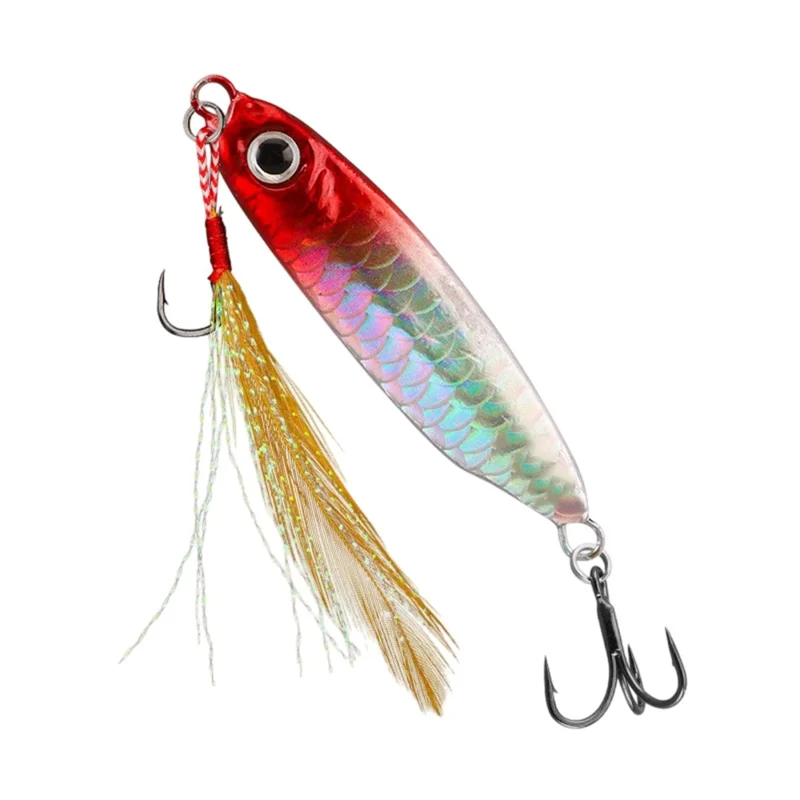 4.5cm 7g Fish Scale Pattern Design Hard Lure Fishing Bait Sinking Metal Jig - Red / Silver