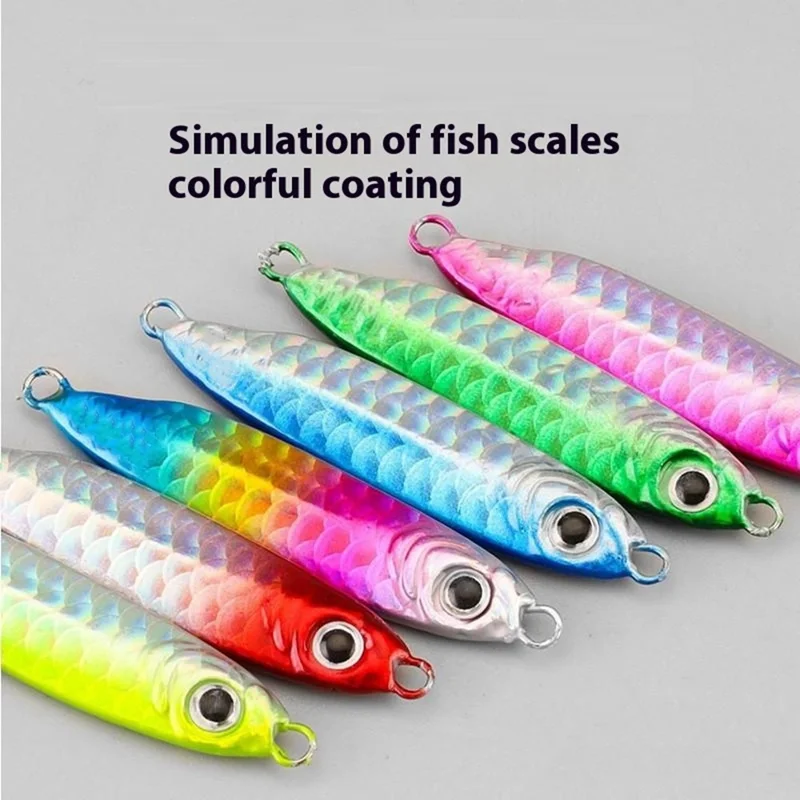 Esca da pesca metallica affondante da 6 cm, 20 g, con design a squame di pesce - Colorata
