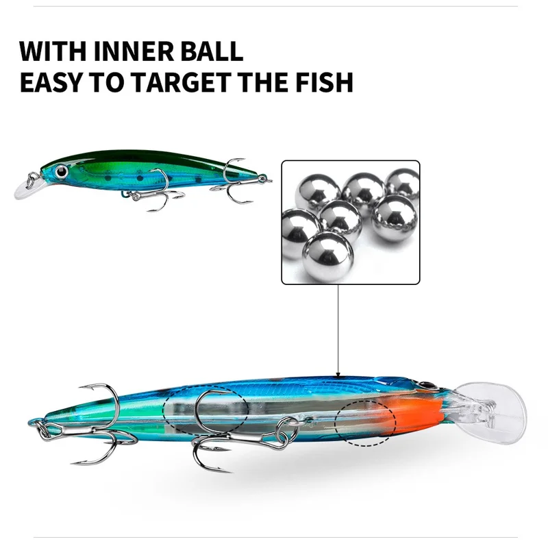 PROBEROS DW1199 11cm Lifelike Fishing Lures Curved Bill Minnow Crank Baits - Style A