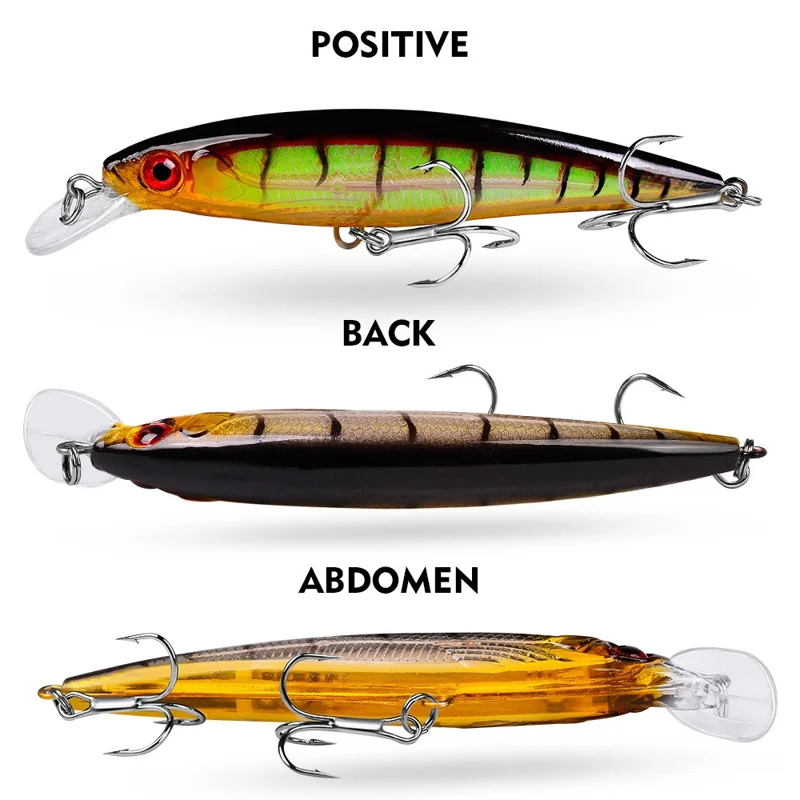 PROBEROS DW1199 11cm Lifelike Fishing Lures Curved Bill Minnow Crank Baits - Style A