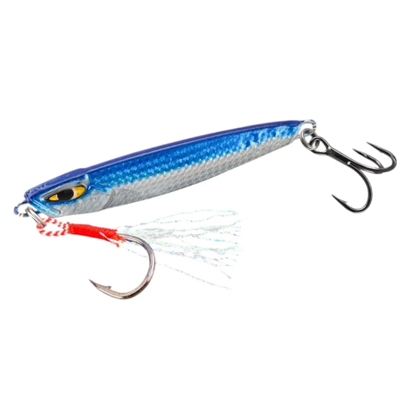 Esca da pesca in metallo da 6 cm, 20 g, a lunga gittata, con motivo a serpente, che affonda - Blu / Argento