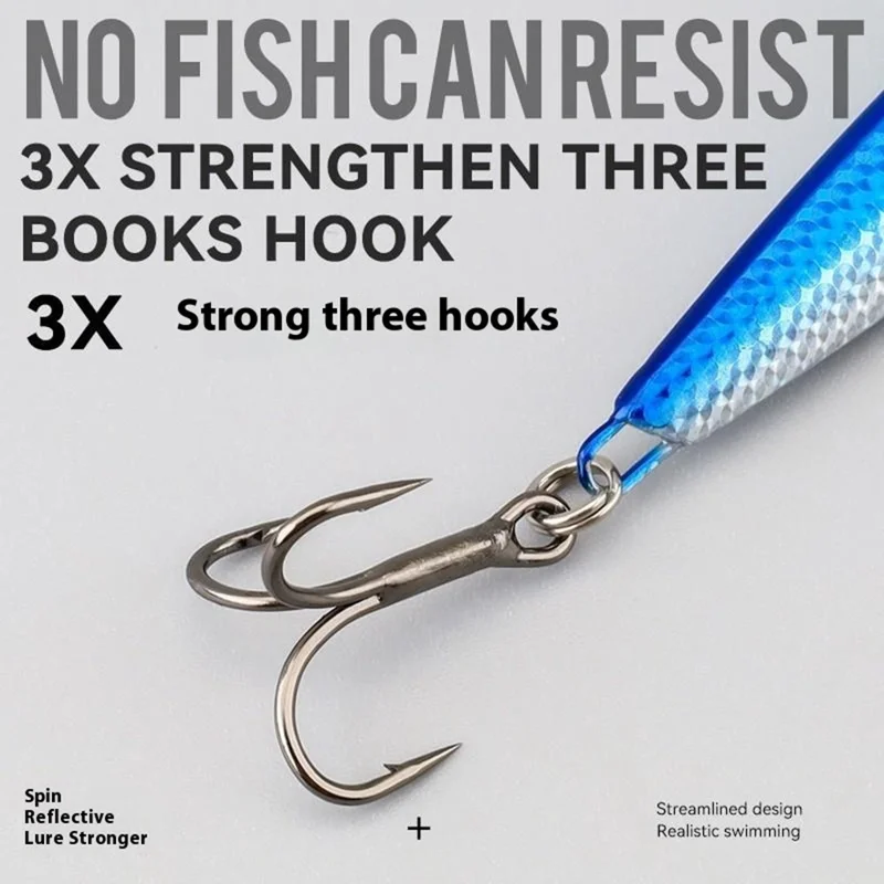 Esca da pesca in metallo da 7 cm, 30g, con motivo a serpente per lanci a lunga distanza, affondante - Blu / Argento