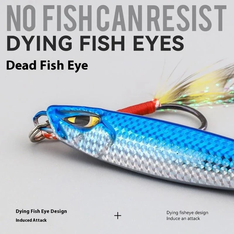 Esca da pesca in metallo da 7 cm, 30g, con motivo a serpente per lanci a lunga distanza, affondante - Blu / Argento