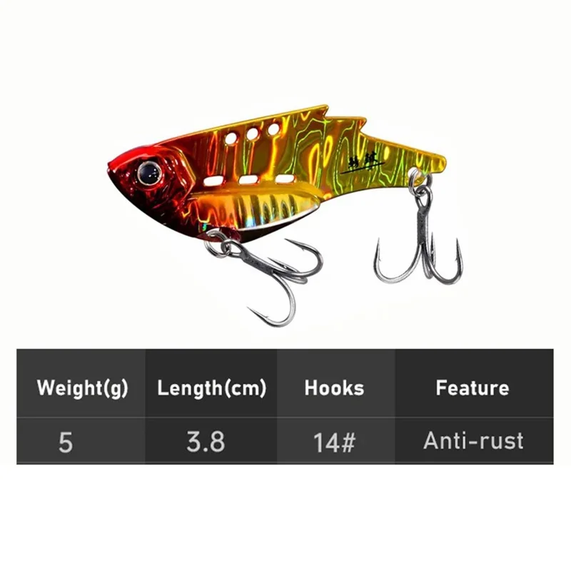3,8 cm 5 g VIB Metal Isca de Pesca Chumbo Envolvido Cobre Ultra Fino Vibração Bitterling Isco - Vermelho Chama