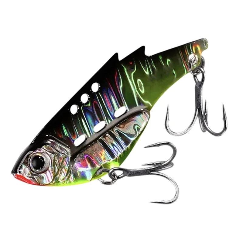 5cm 10g VIB Metal Fishing Lure Lead-Wrapped Copper Ultra Thin Vibration Bitterling Bait - Black / Silver