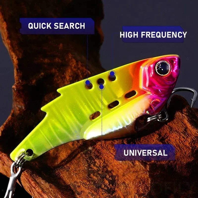 Esca da pesca in metallo VIB da 5,5 cm, 14 g, con rivestimento in piombo, rame ultrasottile, esca vibrante per pesci - Rosso Fiamma