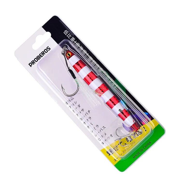 PROBEROS LF100 60g Leurres de pêche en métal au plomb Appât Jigging à faible vitesse de chute avec Crochet - Style A 