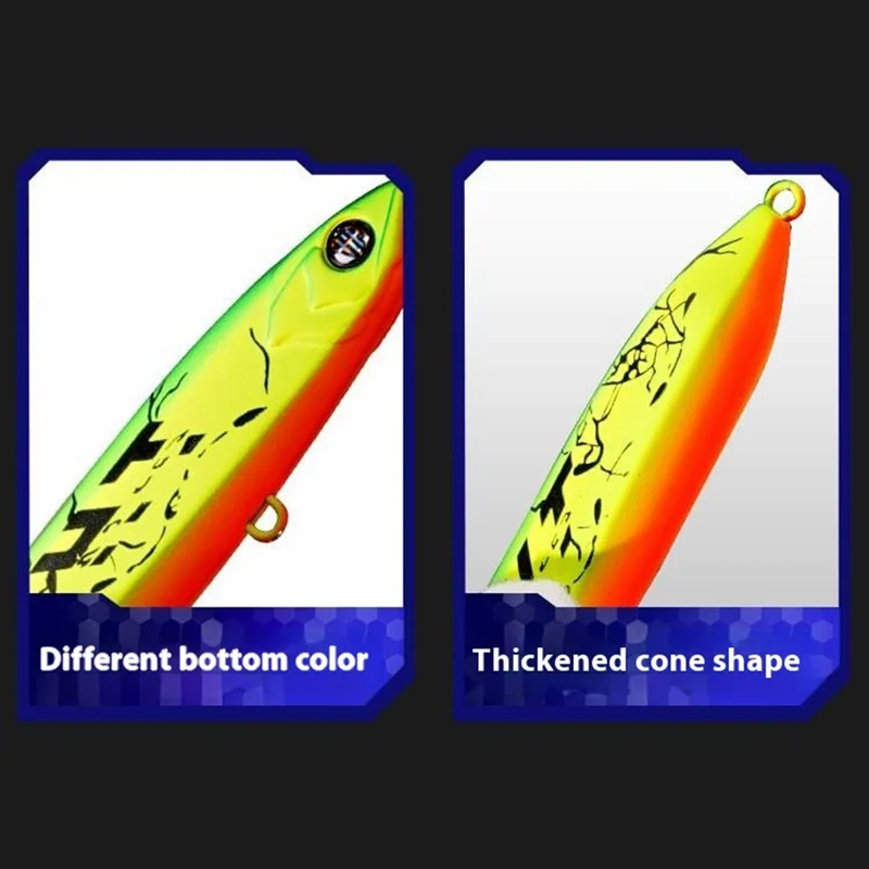 JIGBAIT 16g Señuelo de lápiz hundible para pesca, de largo alcance, con 2 anzuelos triples - Oro / Rojo