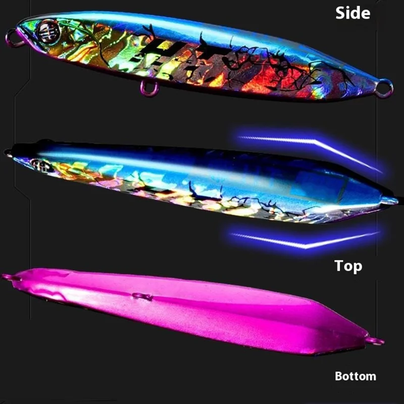 JIGBAIT 18g Sinking Pencil Lure Long Casting Artificial Fishing Bait with 2 Treble Hooks - Blue