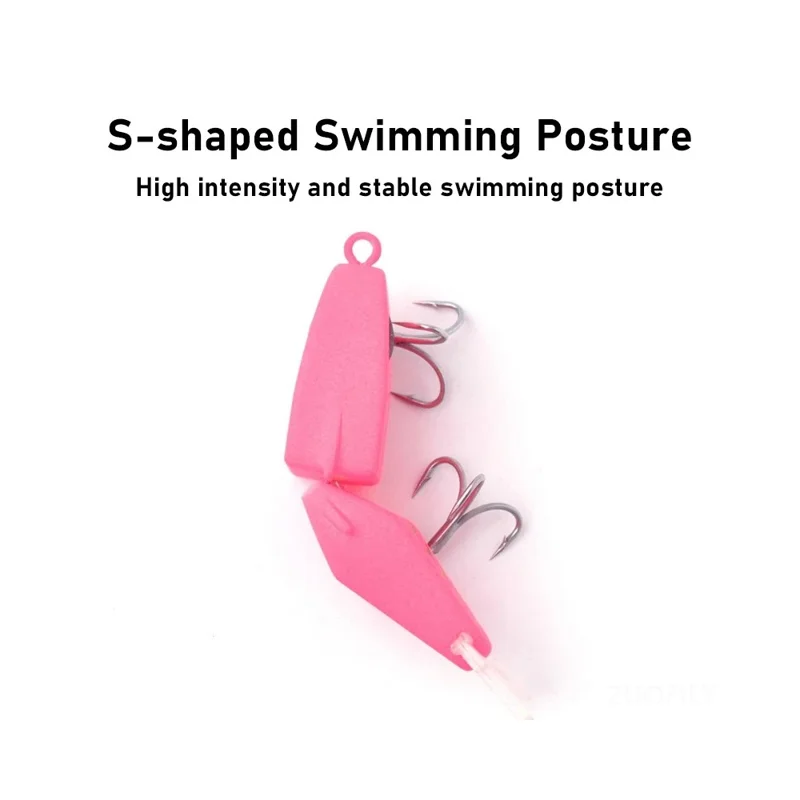 JIGBAIT 6.5g 60mm Plastic Jointed Lure Bionic Slow Sinking Multi-Segment Lifelike Fishing Bait - Yellow / Pink