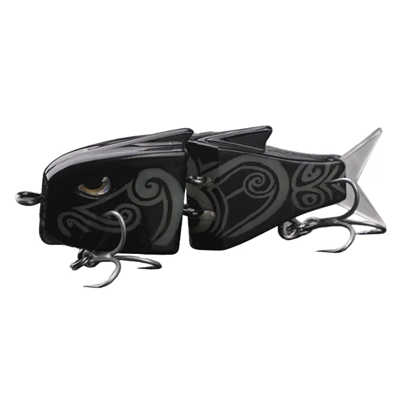 JIGBAIT 11g 90mm Leurre en plastique articulé Bionic Lent Coulant Multi-Segment Appât de pêche réaliste - Noir