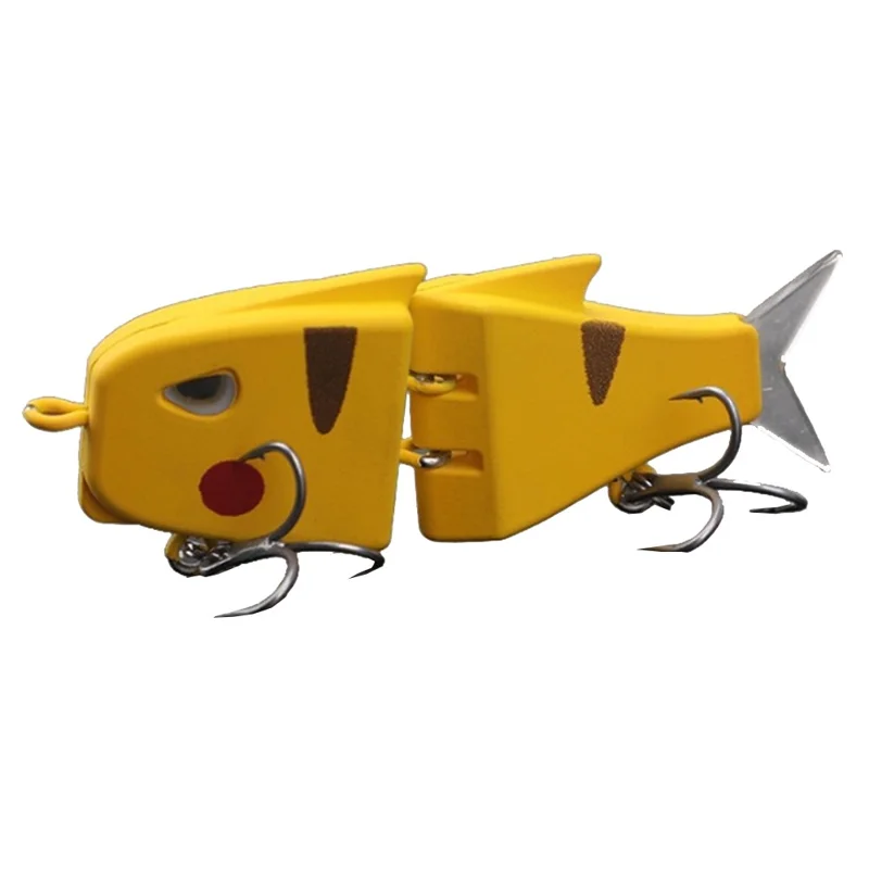 JIGBAIT 11g 90mm Plastic Jointed Lure Bionic Slow Sinking Multi-Segment Lifelike Fishing Bait - Yellow