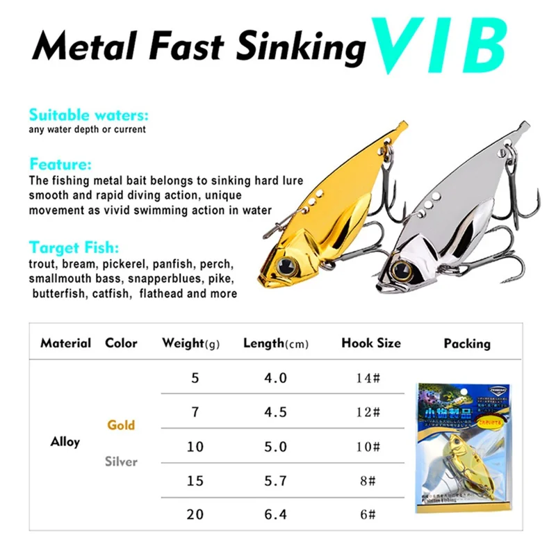 PROBEROS DW520 5Pcs / Set Metal Fishing Lure Set (5g / 7g / 10g / 15g / 20g) - Silver