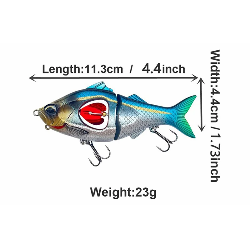 ZLSL 113 mm 23 g Propeller-Design 2-teiliger Angelköder Realistische Schwimmangel-Köder mit eingebautem Rasselperle - ZL01