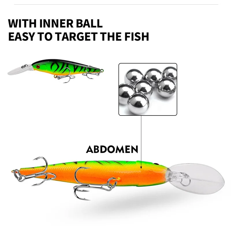 PROBEROS DW1176 11.5cm Topwater Fishing Lures Plastic Minnow Lure with Hook - Style A