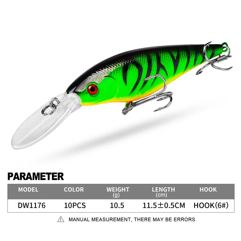 PROBEROS DW1176 11.5cm Topwater Fishing Lures Plastic Minnow Lure with Hook - Style A