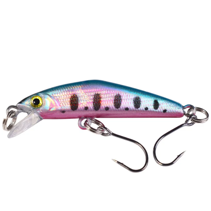 HENGJIA MI171 Isca Artificial de Plástico Minnow 4,3cm 1,6g para Pesca, com 2 Anzóis - Cor 1