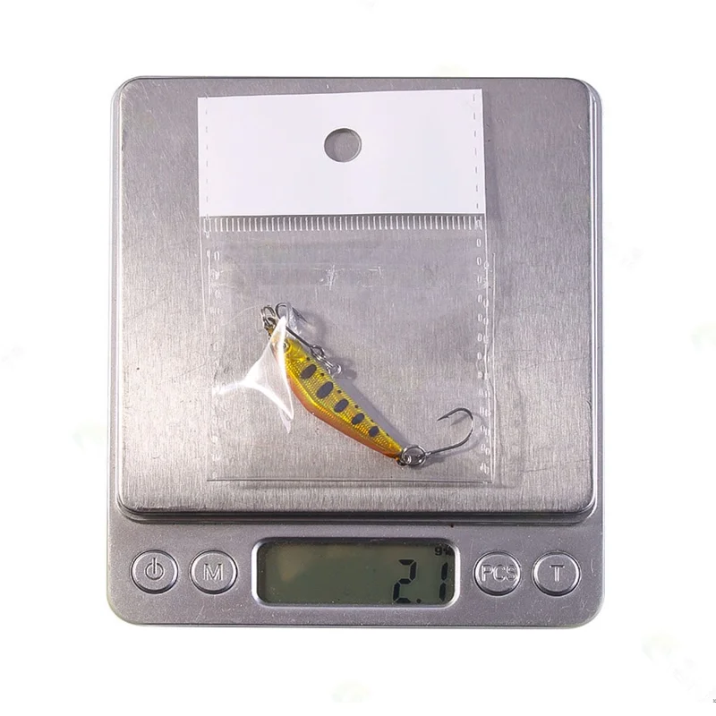 HENGJIA MI171 Isca Artificial de Plástico Minnow 4,3cm 1,6g para Pesca, com 2 Anzóis - Cor 1