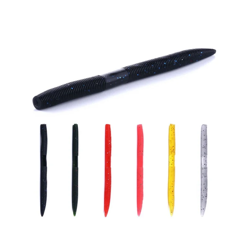 HENGJIA SO102 6 Iscas Macias de Peixe 14cm 8,5g Verme Tipo Macarrão Isca de Pesca Biônica - Cor 5