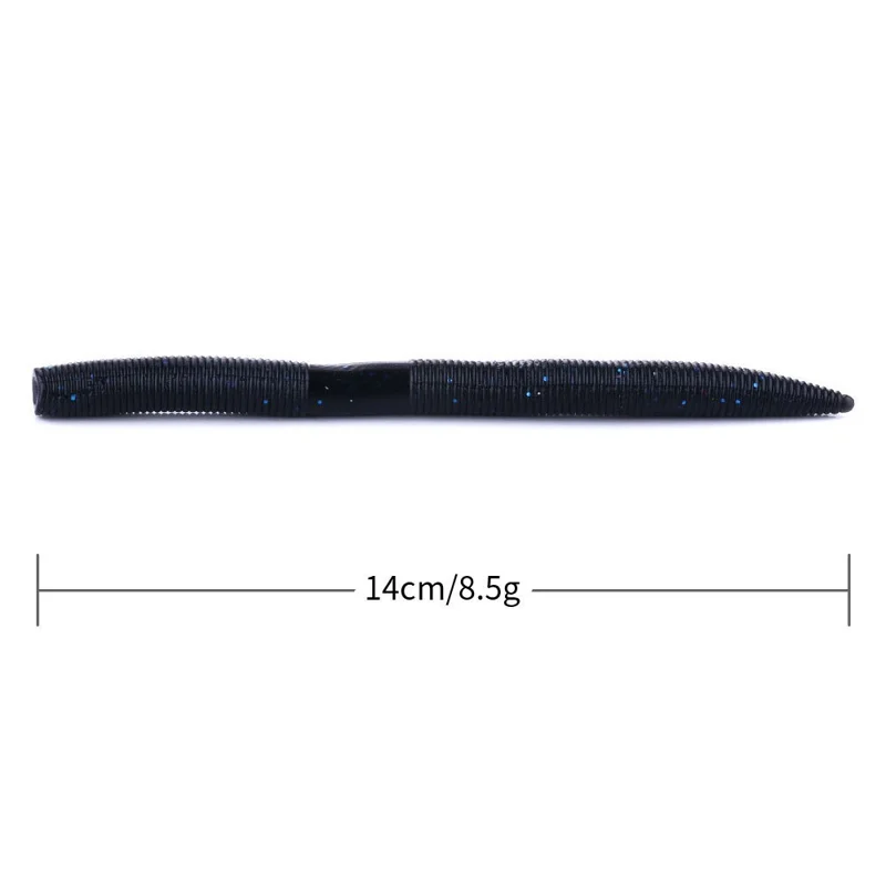 HENGJIA SO102 6 Iscas Macias de Peixe 14cm 8,5g Verme Tipo Macarrão Isca de Pesca Biônica - Cor 5