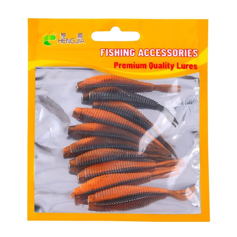 HENGJIA SO205 10 Leurres souples 6 cm 1,5 g Queue fourchue Appât de pêche Leurre artificiel réaliste - Couleur 8