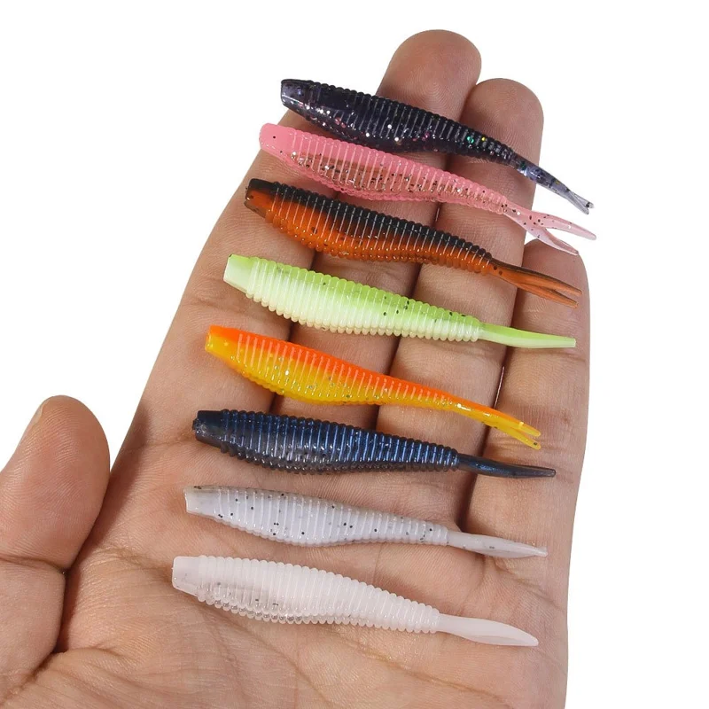 HENGJIA SO205 10 Leurres souples 6 cm 1,5 g Queue fourchue Appât de pêche Leurre artificiel réaliste - Couleur 8