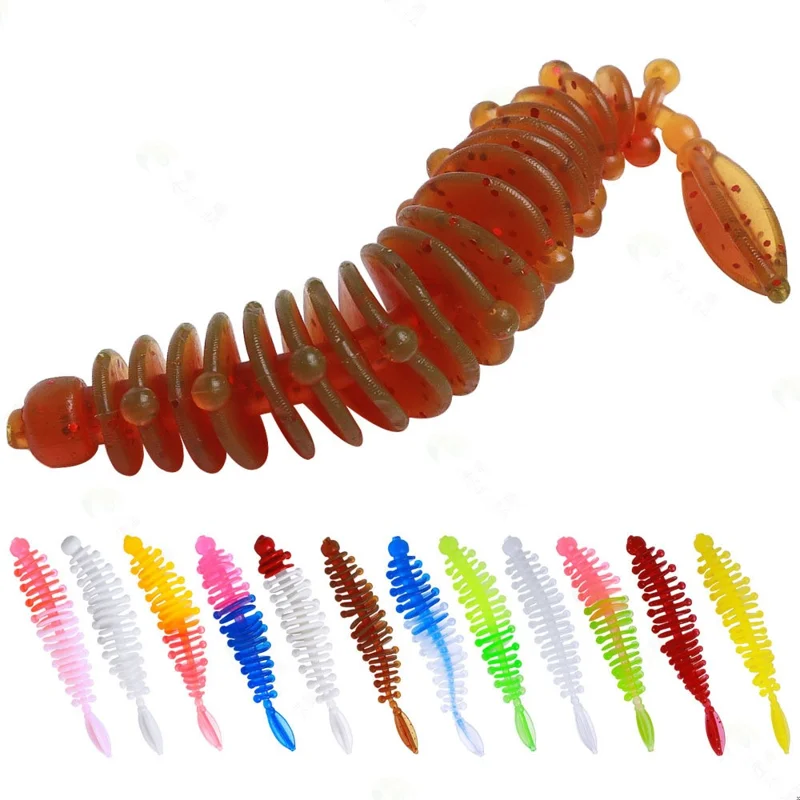 HENGJIA SO188 20 Peças Iscas de Pesca Macias de 6cm Rolo Espiral Flutuante Isca de Verme para Superfície da Água - Cor 6