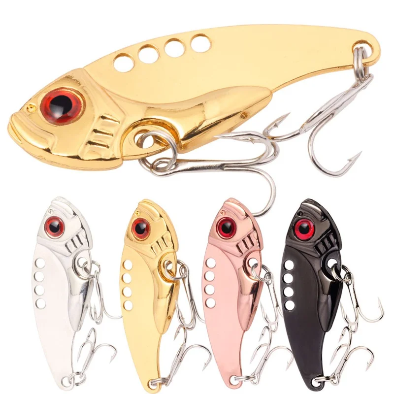 HENGJIA 3.5cm 3.2g VIB Fishing Lure Metal Hard Bait Anti-Rust Long Casting Lure for Bass Trout - Gold