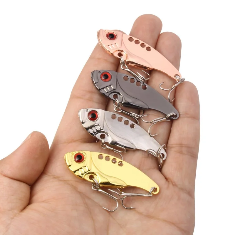 HENGJIA 4cm 7g VIB Fishing Lure Metal Hard Bait Anti-Rust Long Casting Lure for Bass Trout - Gold