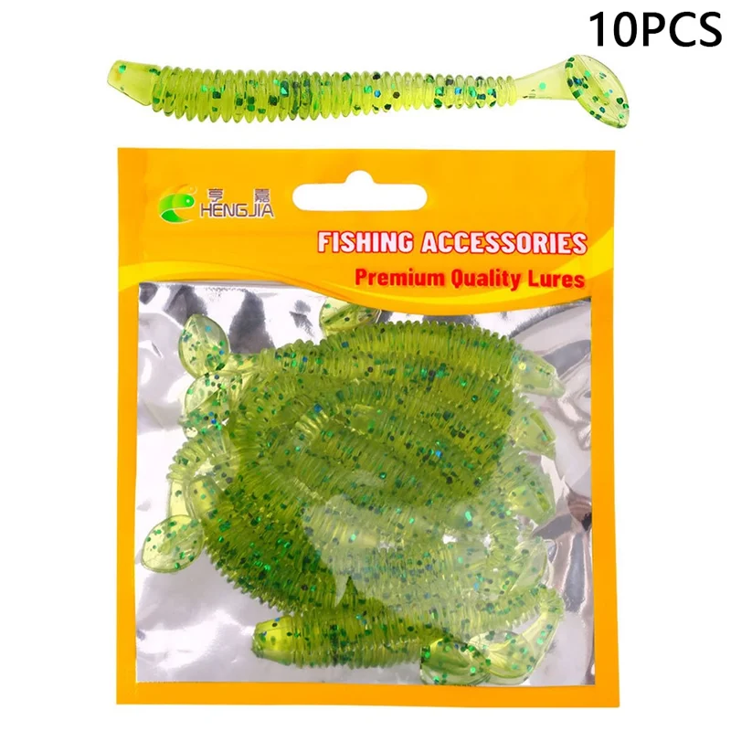 HENGJIA 10 Peças de 8,5 cm Isca Macia com Cauda em T para Pesca, Isca Artificial em Espiral para Robalo, Truta e Perca - Cor 1