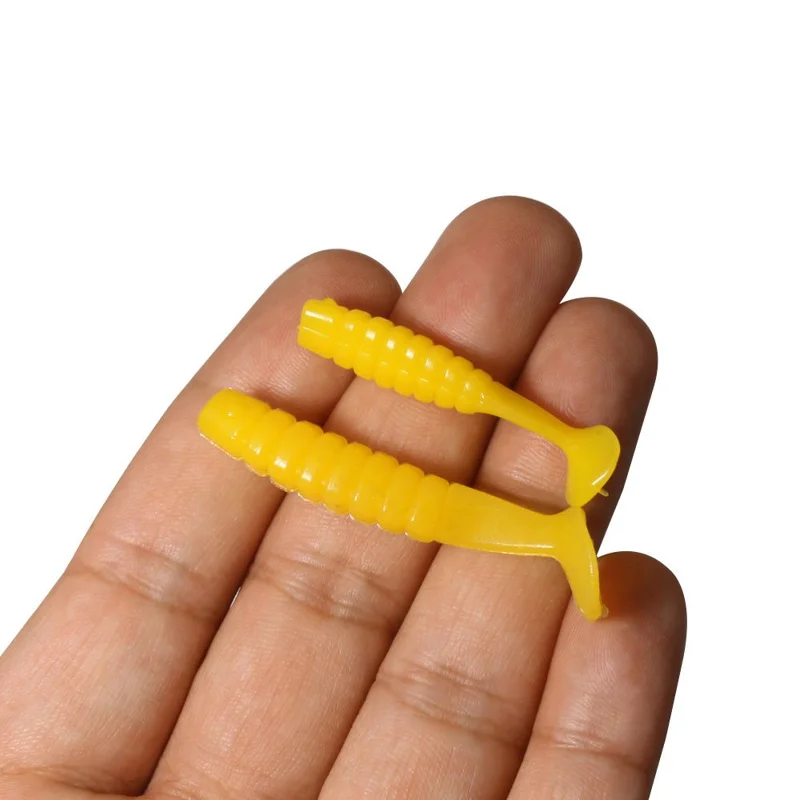 HENGJIA 30 Peças Isca de Pesca Soft Bait com Cauda em T de 4cm Flutuante de Cabeça para Baixo - Cor 1