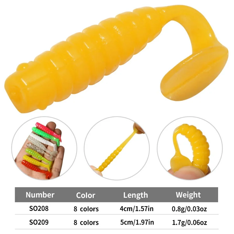 HENGJIA 30 Peças Isca de Pesca Soft Bait com Cauda em T de 4cm Flutuante de Cabeça para Baixo - Cor 1