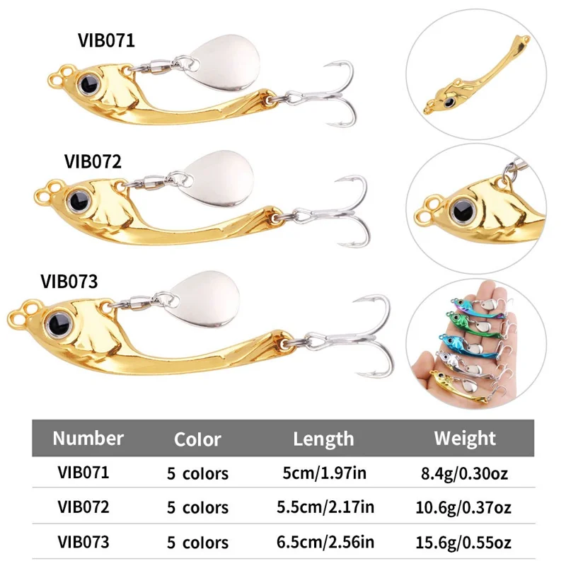 HENGJIA VIB073 6,5cm 15,6g Isca de Vibração de Metal em Forma de Lua Crescente para Pesca de Robalo - Cor 1