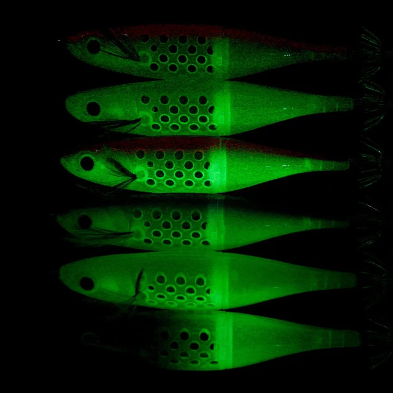 HENGJIA SJ060 12cm 10g Squid Fishing Lure Luminous Double Section Hollow Out Bait with Hook - Orange