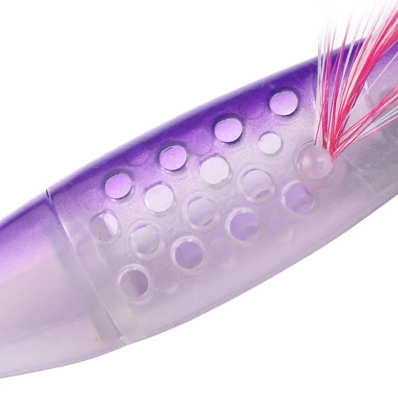 HENGJIA SJ060 12cm 10g Squid Fishing Lure Luminous Double Section Hollow Out Bait with Hook - Orange