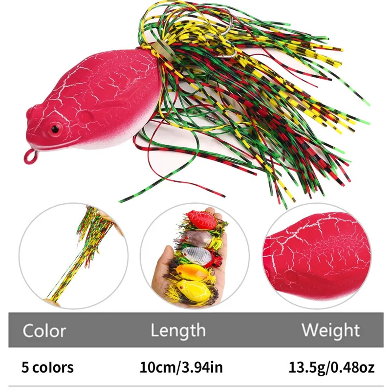 HENGJIA FO032 Leurre de grenouille de surface de 10 cm, 13,5 g, pour pêche au bar, appât artificiel réaliste - Couleur 1