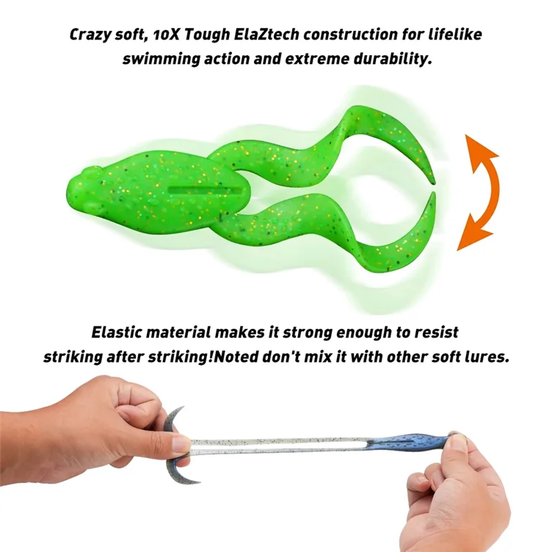 4Pcs Medium Size TPR Fishing Lure Frog Shape Curly Tail Soft Fish Baits - Style A