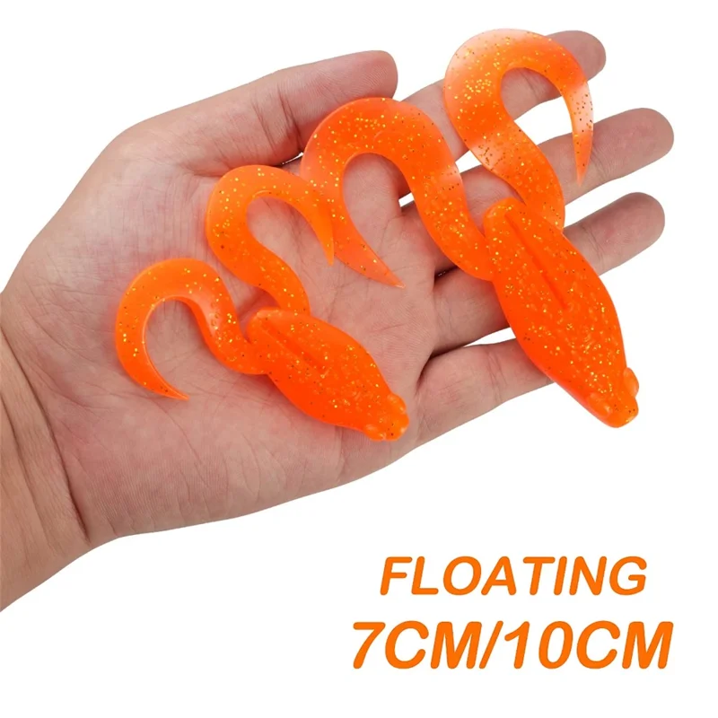 4Pcs Medium Size TPR Fishing Lure Frog Shape Curly Tail Soft Fish Baits - Style A