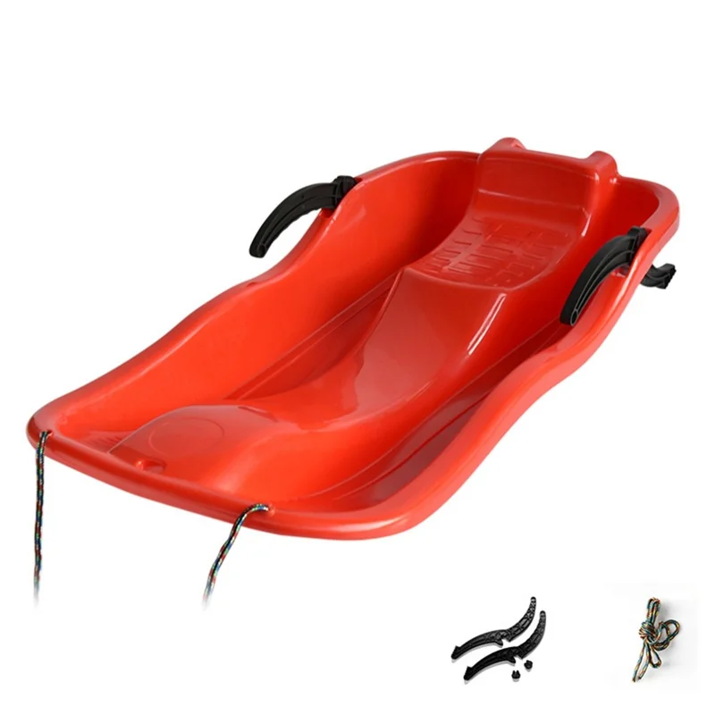 2-Person 87cm Snow Sled with Brake and Tow Straps Adult Snow Toys for Use On Snow Sand and Grass - Red