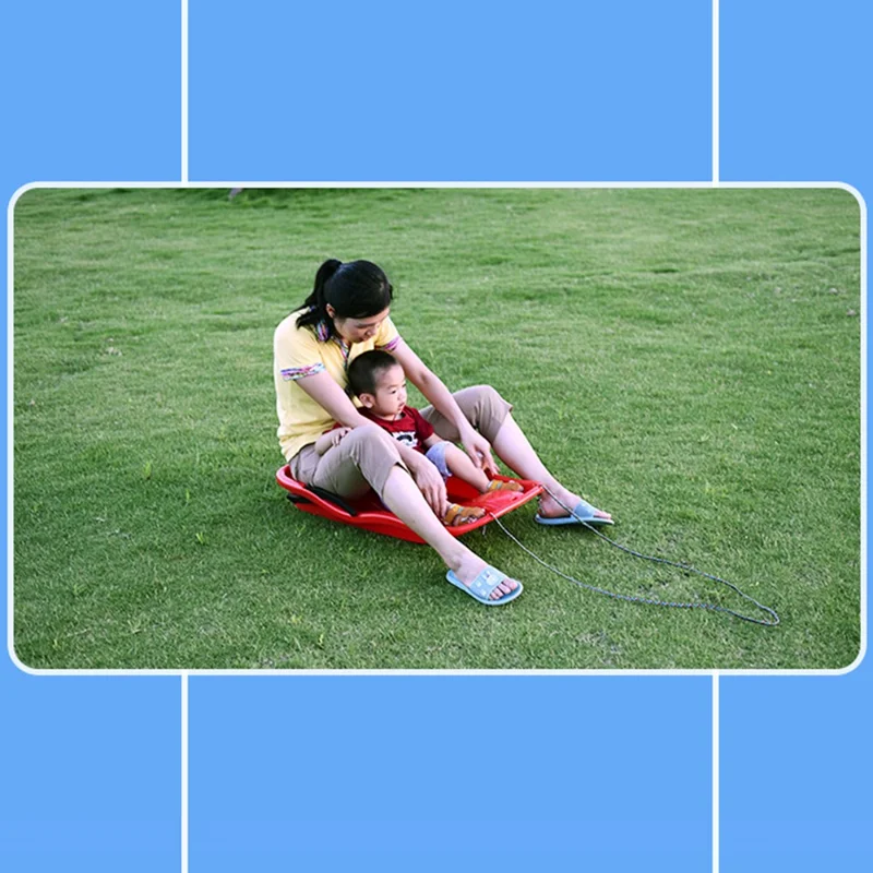 2-Person 87cm Snow Sled with Brake and Tow Straps Adult Snow Toys for Use On Snow Sand and Grass - Red