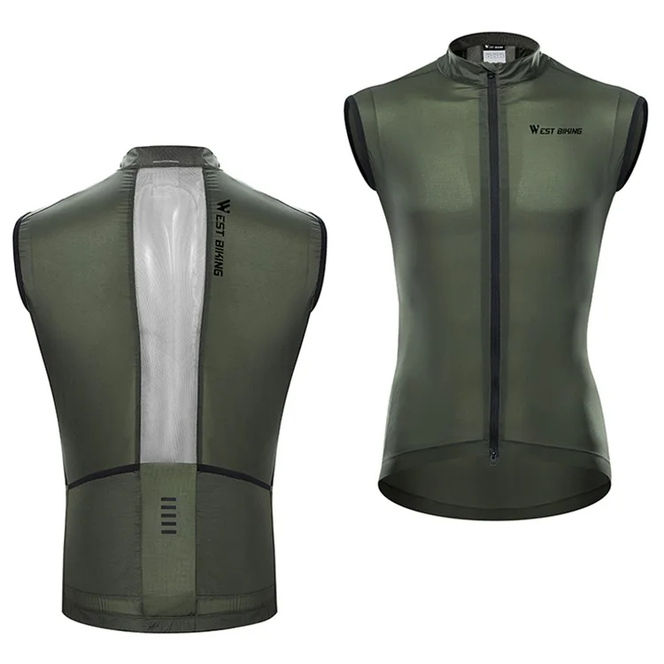 WEST BIKING YP0206171 Chaleco Deportivo Unisex con Cremallera Cortaviento y Transpirable sin Mangas - Verde Talla L