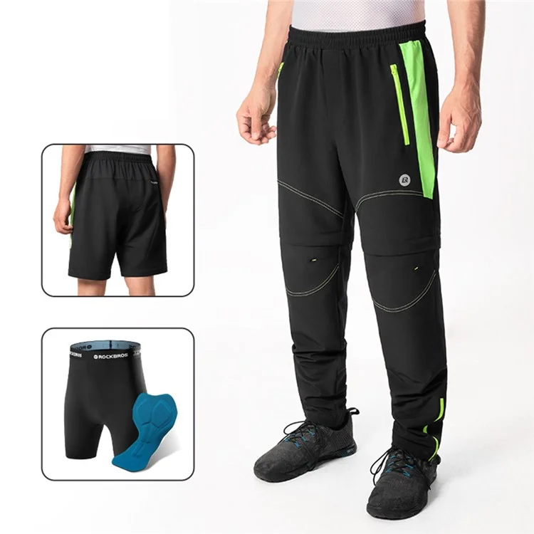 Calças de Ciclismo ROCKBROS YPK049 para Homens, Conversíveis com Zíper, Shorts com Proteção Acolchoada da Boxer - M