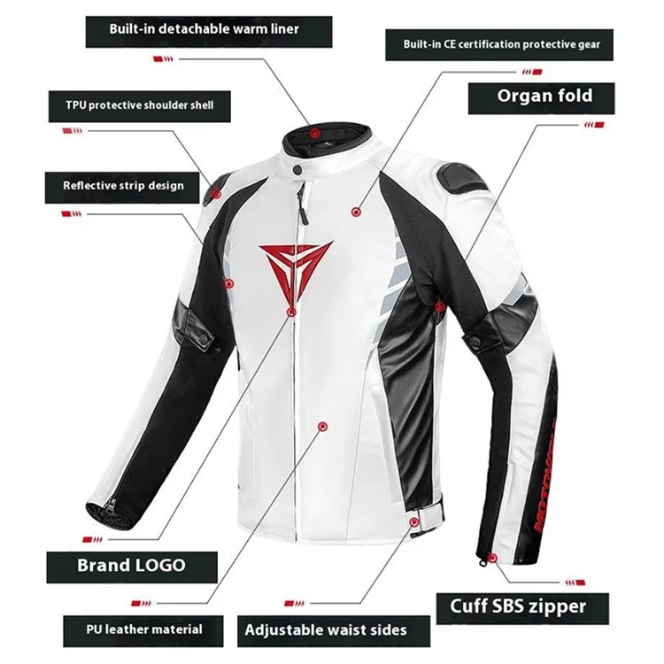 MOTOWOLF 05MDL0525 Warm Motorcycle Riding Leather Jacket Detachable Protection Guard Coat - Red / XL