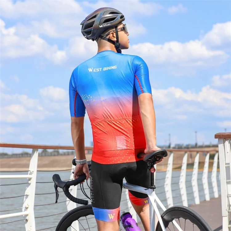 West Biking YP0206173 Summer Breable Byeresy Jersey Riflettente Shleeve Crush Bike Top - S