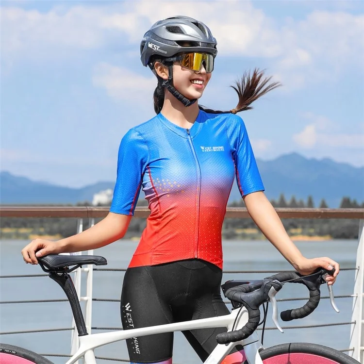 West Biking YP0206173 Summer Breable Byeresy Jersey Riflettente Shleeve Crush Bike Top - S