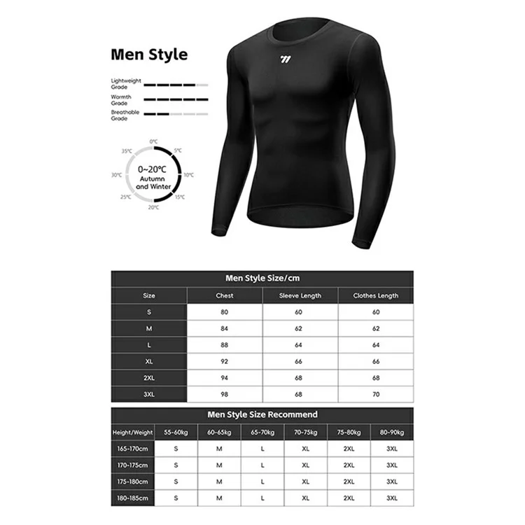 WEST BIKING YP0202339 Maglia intima da ciclismo a maniche lunghe, calda e sportiva - Uomo / S