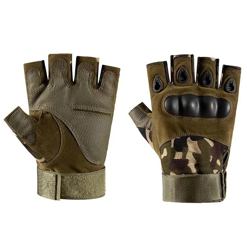 1 Pair Half Finger Gloves Anti-slip Fingerless Glovers for Men Women Fitness Cycling Outdoor Sports - Camouflage  /  XL